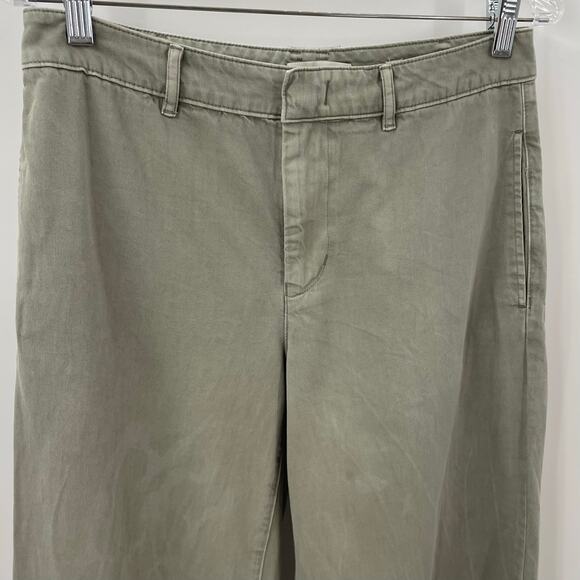 Vince Cotton Low Rise Wide Leg Pant Green 6 - Picture 2 of 8